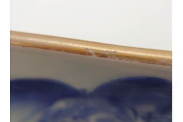江戸後期〜幕末　伊万里　染付　約21cm　6.7寸　大胆に描かれた山水図に魅了される長皿3枚セット(角皿、和皿、和食器、六寸七分)(R-072481)