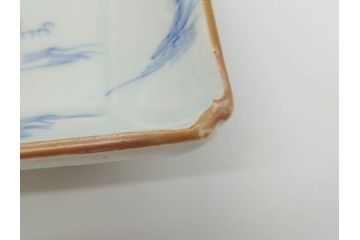 江戸後期〜幕末　伊万里　染付　約21cm　6.7寸　大胆に描かれた山水図に魅了される長皿3枚セット(角皿、和皿、和食器、六寸七分)(R-072482)