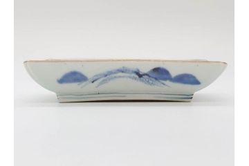 江戸後期〜幕末　伊万里　染付　約21cm　6.7寸　大胆に描かれた山水図に魅了される長皿3枚セット(角皿、和皿、和食器、六寸七分)(R-072482)