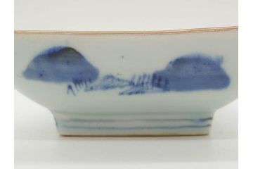 江戸後期〜幕末　伊万里　染付　約21cm　6.7寸　大胆に描かれた山水図に魅了される長皿3枚セット(角皿、和皿、和食器、六寸七分)(R-072482)