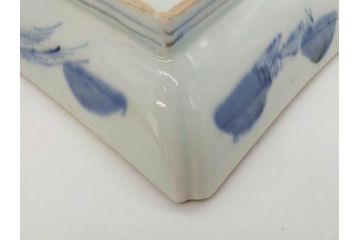 江戸後期〜幕末　伊万里　染付　約21cm　6.7寸　大胆に描かれた山水図に魅了される長皿3枚セット(角皿、和皿、和食器、六寸七分)(R-072482)