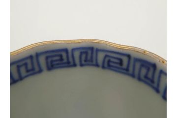 江戸後期〜幕末　伊万里　染付　山水図　金の縁となめらかなフォルムが素敵な猪口5客セット(おちょこ、ぐい呑み、酒器、和食器)(R-072484)