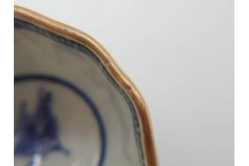 江戸後期〜幕末　伊万里　染付　山水図　金の縁となめらかなフォルムが素敵な猪口5客セット(おちょこ、ぐい呑み、酒器、和食器)(R-072484)