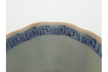 江戸後期〜幕末　伊万里　染付　山水図　金の縁となめらかなフォルムが素敵な猪口5客セット(おちょこ、ぐい呑み、酒器、和食器)(R-072485)