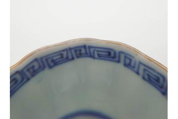 江戸後期〜幕末　伊万里　染付　山水図　金の縁となめらかなフォルムが素敵な猪口5客セット(おちょこ、ぐい呑み、酒器、和食器)(R-072486)