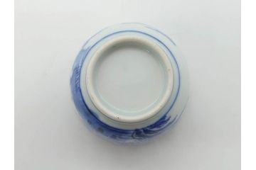 江戸後期〜幕末　伊万里　染付　山水図　金の縁となめらかなフォルムが素敵な猪口5客セット(おちょこ、ぐい呑み、酒器、和食器)(R-072486)