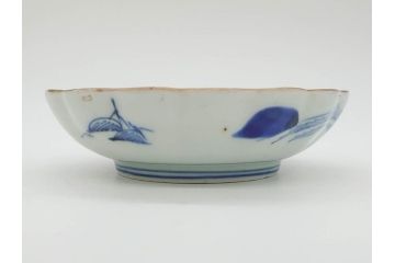 江戸後期〜幕末　伊万里　染付　山水図　約14cm　4.4寸　細やかな意匠が施された上品な雰囲気を高めるなます皿5枚セット(深皿、和皿、和食器、四寸四分)(R-072487)