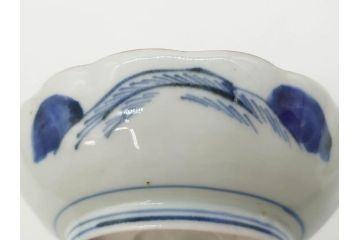 江戸後期〜幕末　伊万里　染付　山水図　約14cm　4.4寸　細やかな意匠が施された上品な雰囲気を高めるなます皿5枚セット(深皿、和皿、和食器、四寸四分)(R-072487)