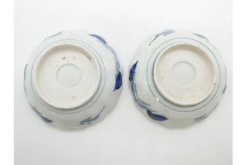 江戸後期〜幕末　伊万里　染付　山水図　約14cm　4.4寸　細やかな意匠が施された上品な雰囲気を高めるなます皿5枚セット(深皿、和皿、和食器、四寸四分)(R-072487)