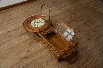 和製アンティーク　REGULATOR A　クォーツ式　特大!! 繊細な彫刻が目を惹く掛け時計(柱時計、古時計、振り子時計)(R-072512)