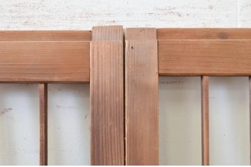 アンティーク建具　レトロな空間を演出する格子入り障子戸2枚セット(引き戸、格子戸、格子帯戸)(R-072514)
