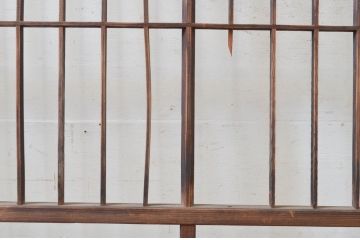 アンティーク建具　レトロな空間を演出する格子入り障子戸2枚セット(引き戸、格子戸、格子帯戸)(R-072514)