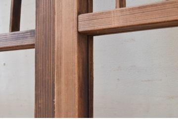 アンティーク建具　レトロな空間を演出する格子入り障子戸2枚セット(引き戸、格子戸、格子帯戸)(R-072514)