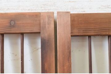 アンティーク建具　レトロな空間を演出する格子入り障子戸2枚セット(引き戸、格子戸、格子帯戸)(R-072514)