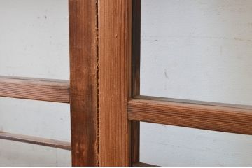 アンティーク建具　レトロな空間を演出する格子入り障子戸2枚セット(引き戸、格子戸、格子帯戸)(R-072514)