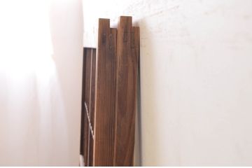 アンティーク建具　レトロな空間を演出する格子入り障子戸2枚セット(引き戸、格子戸、格子帯戸)(R-072514)