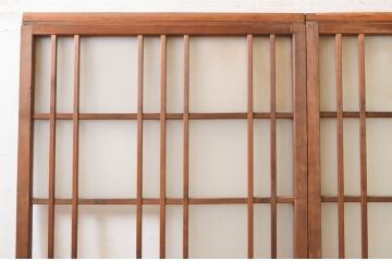 アンティーク建具　風情のある佇まいが魅力的な格子入りガラス戸2枚セット(引き戸、格子戸、ガラス帯戸)(R-072516)