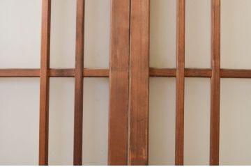 アンティーク建具　風情のある佇まいが魅力的な格子入りガラス戸2枚セット(引き戸、格子戸、ガラス帯戸)(R-072516)