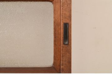 アンティーク建具　風情のある佇まいが魅力的な格子入りガラス戸2枚セット(引き戸、格子戸、ガラス帯戸)(R-072516)