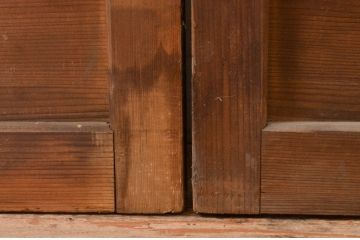 アンティーク建具　風情のある佇まいが魅力的な格子入りガラス戸2枚セット(引き戸、格子戸、ガラス帯戸)(R-072516)