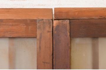 アンティーク建具　風情のある佇まいが魅力的な格子入りガラス戸2枚セット(引き戸、格子戸、ガラス帯戸)(R-072516)