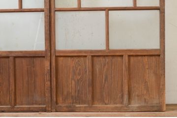 アンティーク建具　大正ロマン　ノスタルジックな雰囲気溢れるガラス戸2枚セット(引き戸)(R-072517)