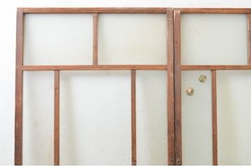 アンティーク建具　大正ロマン　ノスタルジックな雰囲気溢れるガラス戸2枚セット(引き戸)(R-072517)