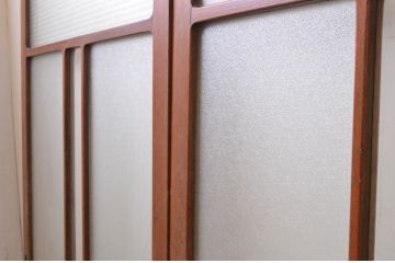 アンティーク建具　ノスタルジックな雰囲気溢れるガラス戸4枚セット(引き戸)(R-072518)