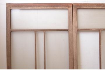 アンティーク建具　ノスタルジックな雰囲気溢れるガラス戸4枚セット(引き戸)(R-072518)