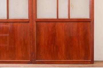 アンティーク建具　レトロな空間作りにおすすめなガラス帯戸3枚セット(引き戸、板戸)(R-072522)