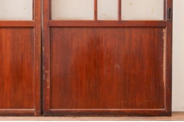 アンティーク建具　レトロな空間作りにおすすめなガラス帯戸3枚セット(引き戸、板戸)(R-072522)