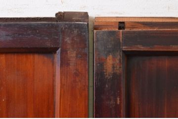 アンティーク建具　レトロな空間作りにおすすめなガラス帯戸3枚セット(引き戸、板戸)(R-072522)