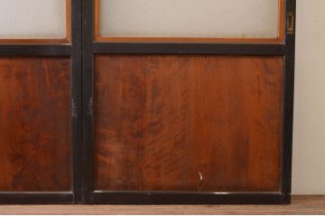 アンティーク建具　レーザー組子入れます!　上質な和の趣を感じさせる組子帯戸2枚セット(ガラス帯戸、引き戸)(R-072523)