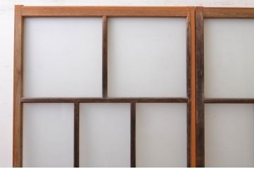 アンティーク建具　大正ロマン　ノスタルジックな雰囲気溢れるガラス戸2枚セット(引き戸)(R-072524)