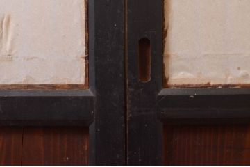 アンティーク建具　和の情緒を演出する障子帯戸3枚セット(引き戸、板戸、格子帯戸、障子戸)(R-072526)