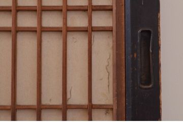 アンティーク建具　和の情緒を演出する障子帯戸4枚セット(引き戸、板戸、格子帯戸、障子戸)(R-072528)