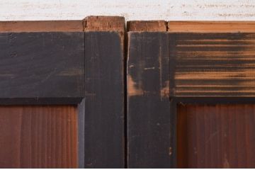 アンティーク建具　和の情緒を演出する障子帯戸4枚セット(引き戸、板戸、格子帯戸、障子戸)(R-072528)