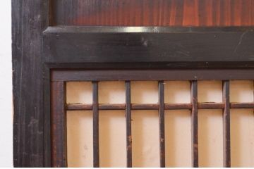 アンティーク建具　上品な和の趣を演出する障子帯戸2枚セット(引き戸、障子戸、格子帯戸)(R-072530)