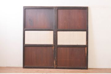 アンティーク建具　上品な和の趣を演出する障子帯戸2枚セット(引き戸、障子戸、格子帯戸)(R-072530)