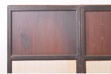 アンティーク建具　上品な和の趣を演出する障子帯戸2枚セット(引き戸、障子戸、格子帯戸)(R-072530)