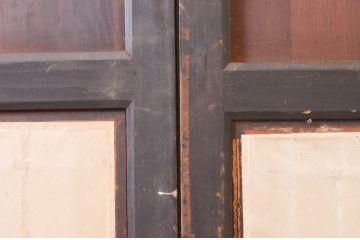 アンティーク建具　上品な和の趣を演出する障子帯戸2枚セット(引き戸、障子戸、格子帯戸)(R-072530)