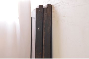アンティーク建具　上品な和の趣を演出する障子帯戸2枚セット(引き戸、障子戸、格子帯戸)(R-072530)