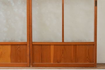 アンティーク建具　ノスタルジックな雰囲気溢れるガラス戸2枚セット(引き戸)(R-072531)