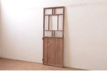 アンティーク建具　大正ロマン　レトロな空間づくりにオススメの幅狭ガラスドア1枚(扉、ガラス戸、木製扉)(R-072533)