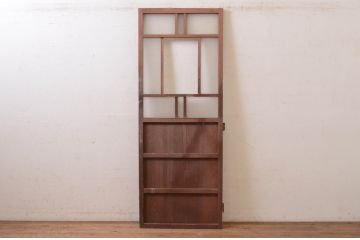 アンティーク建具　大正ロマン　レトロな空間づくりにオススメの幅狭ガラスドア1枚(扉、ガラス戸、木製扉)(R-072533)