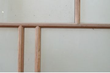 アンティーク建具　大正ロマン　ノスタルジックな雰囲気溢れる大きなガラス窓2枚セット(引き戸、ガラス戸)(R-072535)