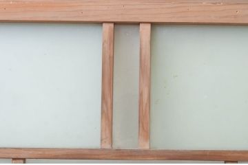 アンティーク建具　大正ロマン　ノスタルジックな雰囲気溢れる大きなガラス窓2枚セット(引き戸、ガラス戸)(R-072535)