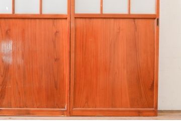 アンティーク建具　レトロな空間作りにおすすめな幅狭ガラス帯戸2枚セット(引き戸、板戸)(R-072537)