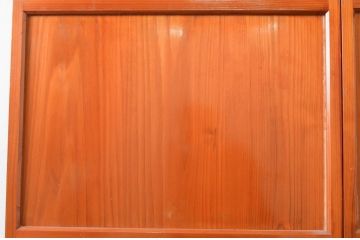 アンティーク建具　レトロな空間作りにおすすめな幅狭ガラス帯戸2枚セット(引き戸、板戸)(R-072537)