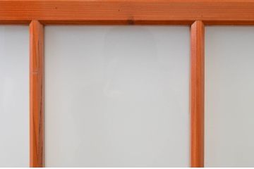 アンティーク建具　レトロな空間作りにおすすめな幅狭ガラス帯戸2枚セット(引き戸、板戸)(R-072537)